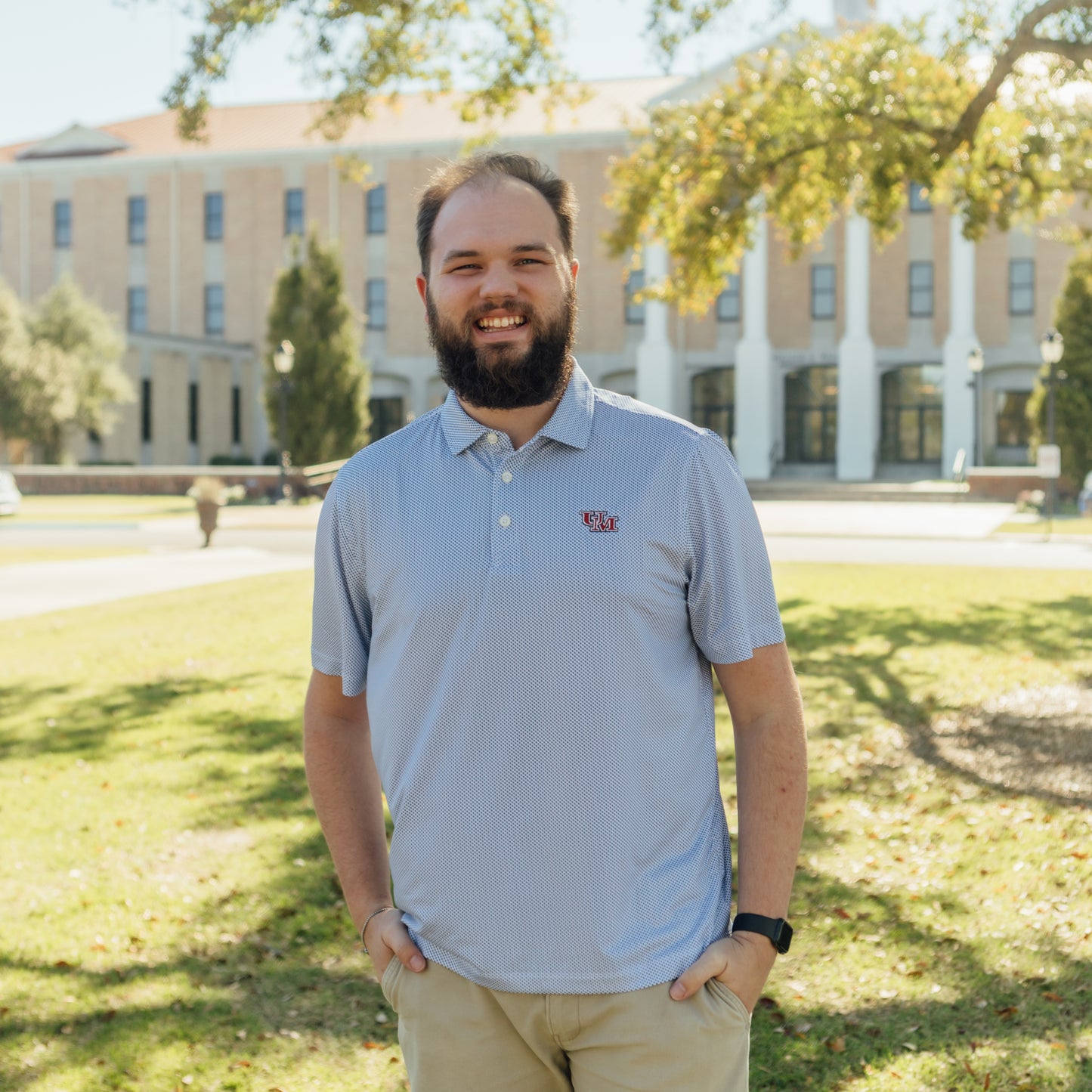 Cutter & Buck UM Polo in White/Tour Blue
