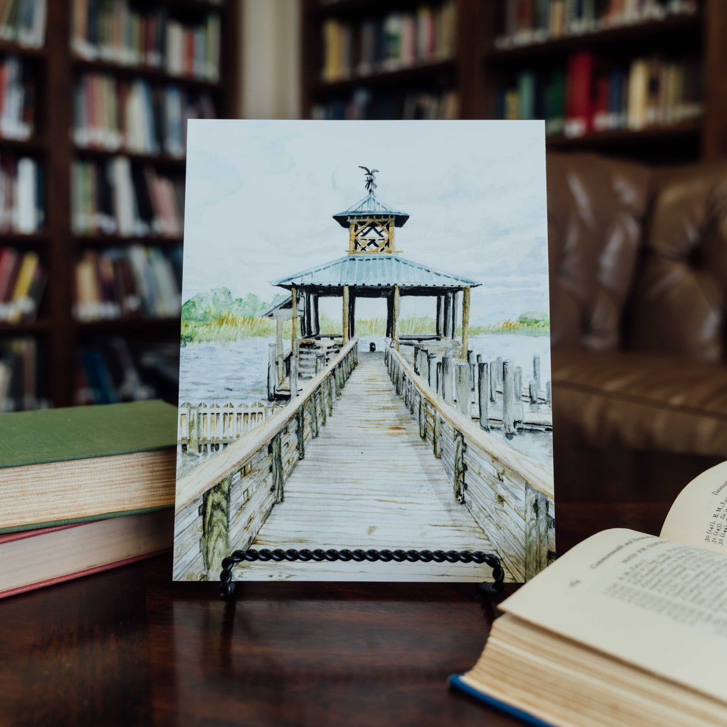 8"x10" Dock on Mobile Bay Watercolor Print by Megan Desko Art