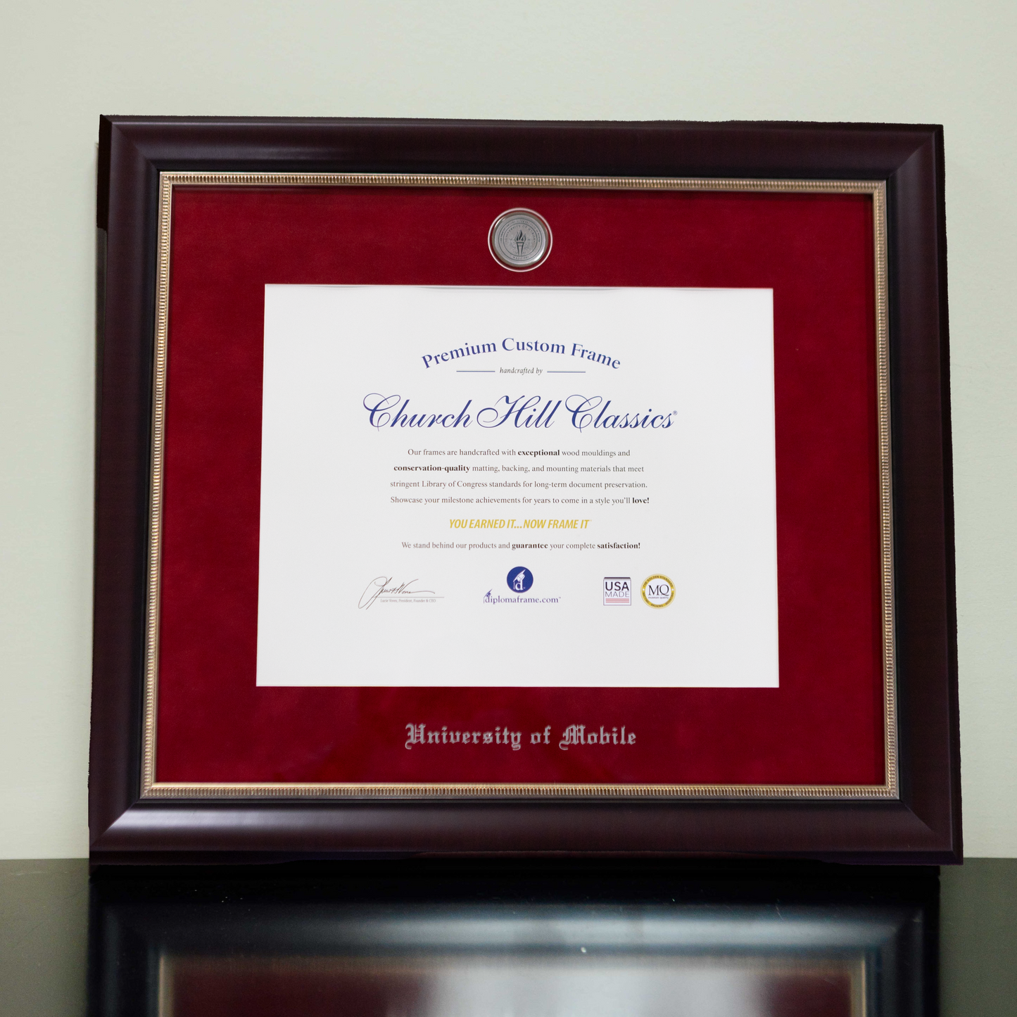 Doctoral Diploma Frame Engraved with Medallion
