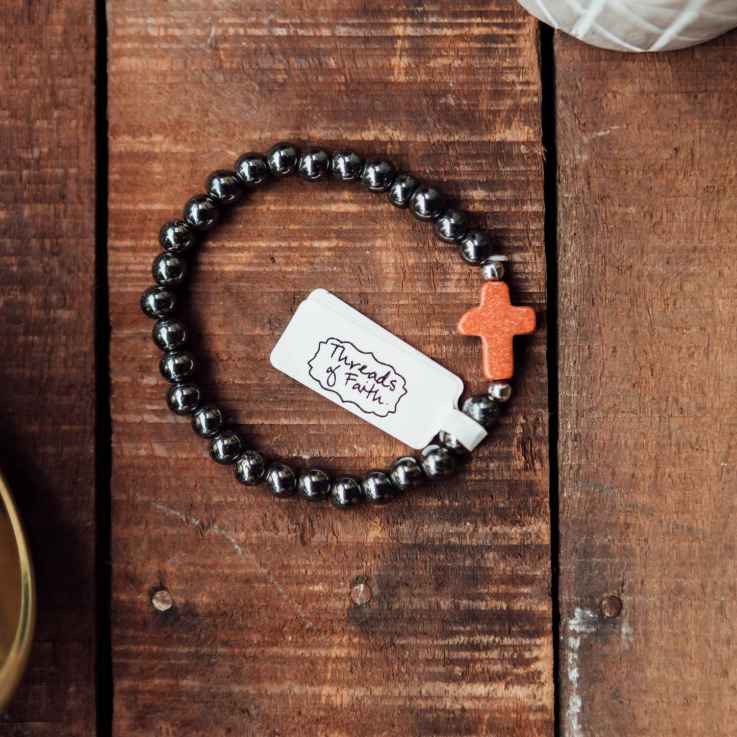 Hematite Cross Bracelet