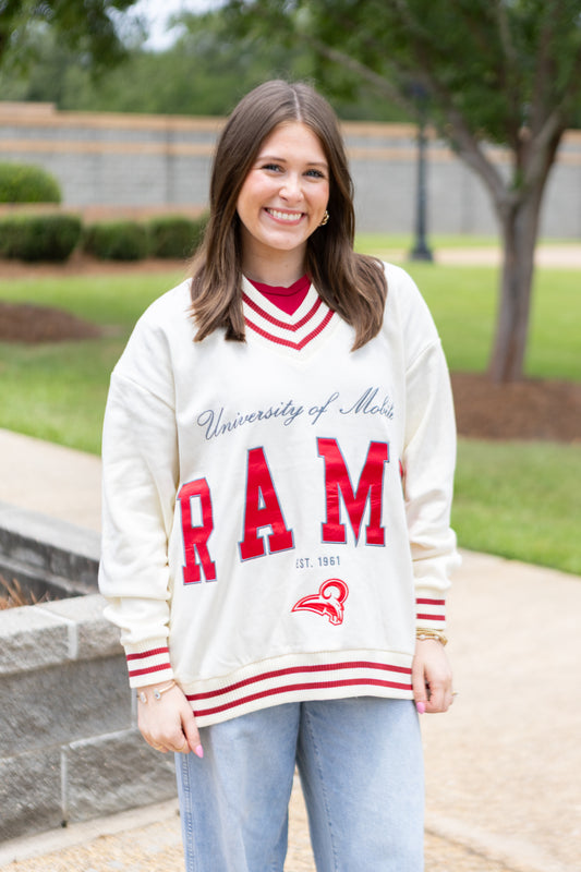 Ladies Letterman V-Neck Pullover