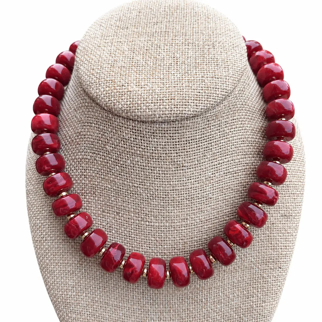Ram Red Round Beaded Necklace