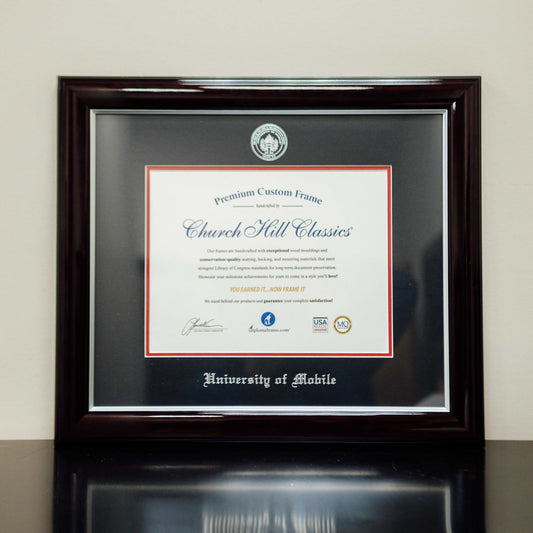Diploma Frame Embossed Gallery Silver Black Red