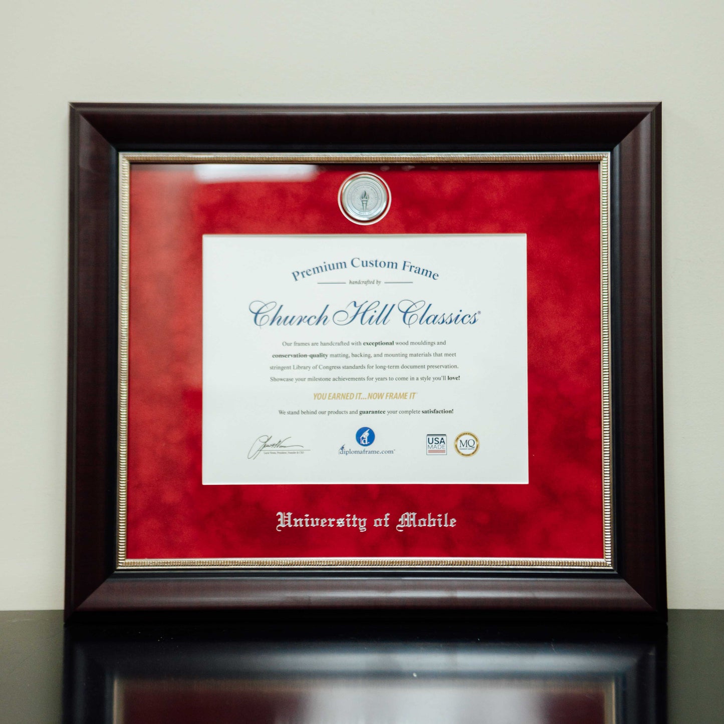 Diploma Frame Engraved with Medallion