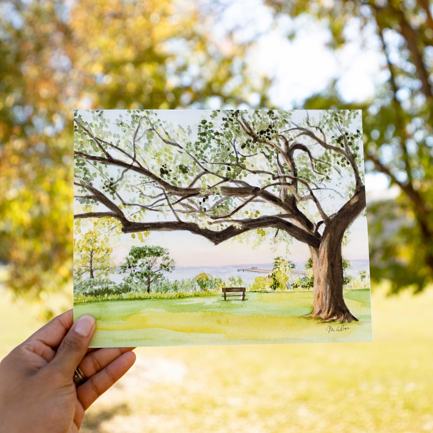 8"x10" Fairhope Waterfront Print by Megan Desko Art
