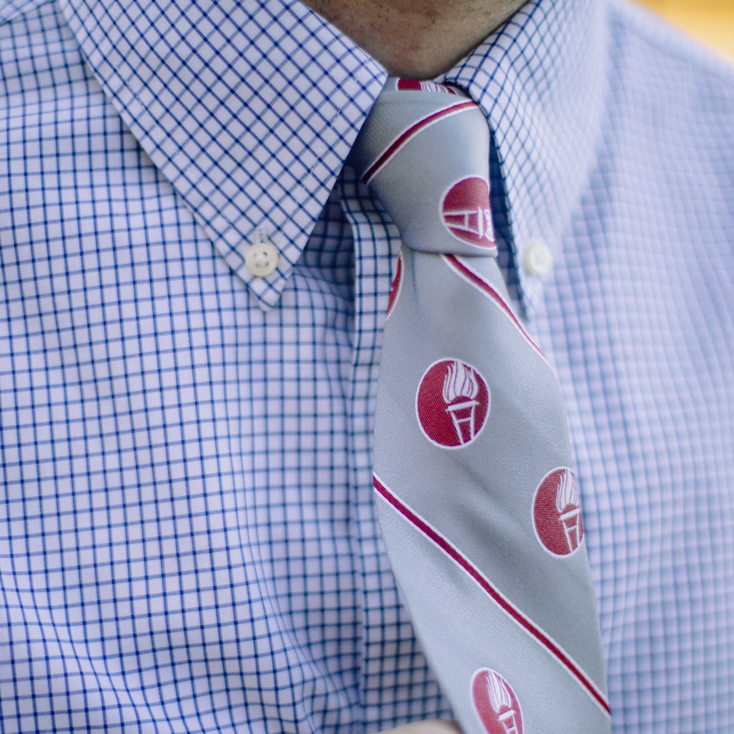 University of Mobile Grey Silk Tie