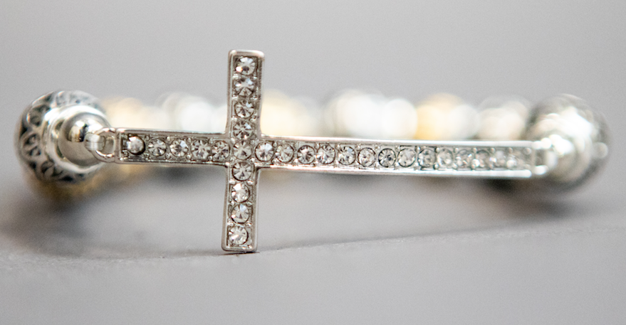 Pearl & Stone Cross Bracelet