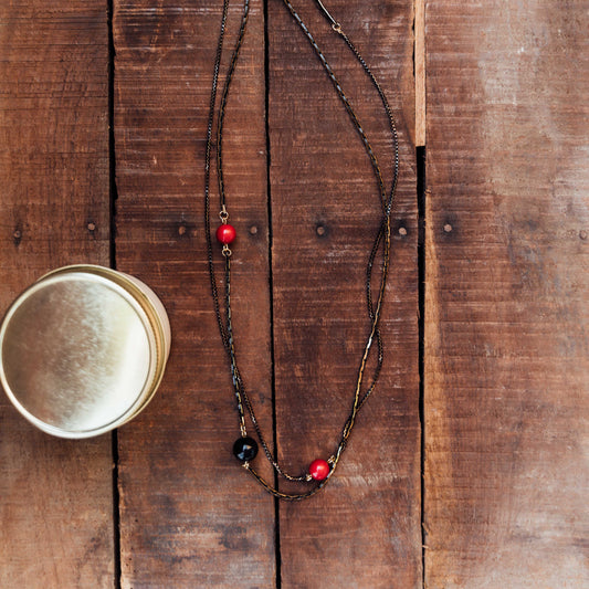 Red and Black Beaded Necklace