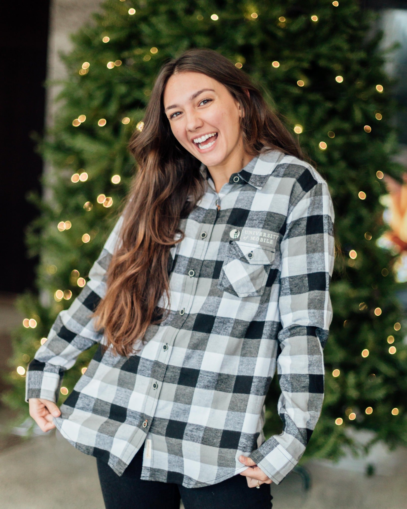 White plaid 2025 shirt womens