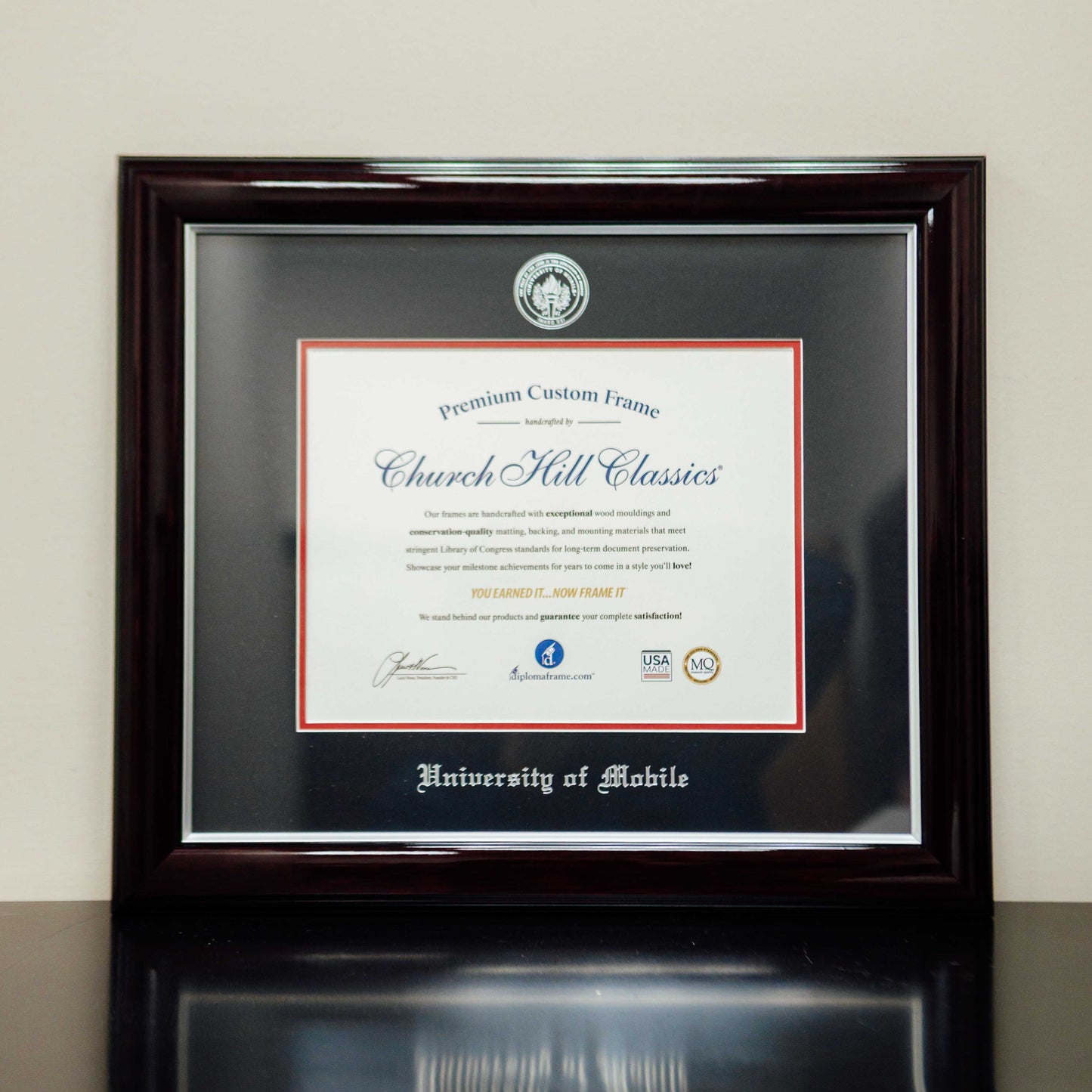 Diploma Frame Embossed Gallery Silver Black Red