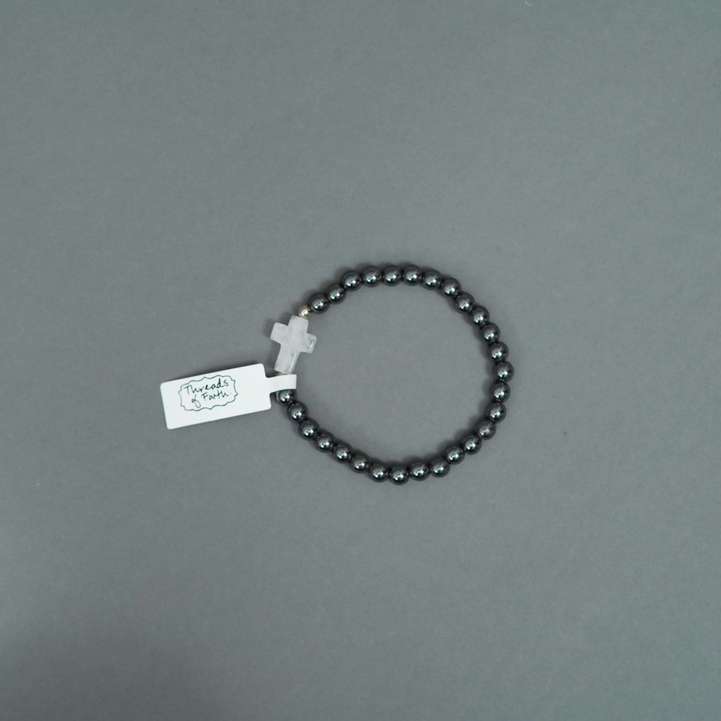 Hematite Cross Bracelet