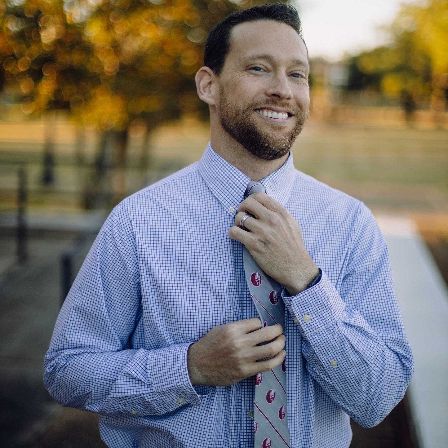 University of Mobile Grey Silk Tie